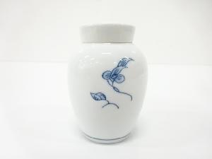 作家物　染付　花　茶心壺
